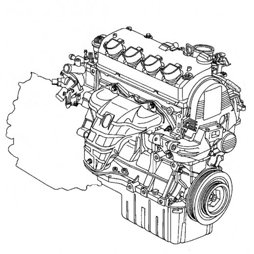 Двигатель контрактный Honda 1,5L D15B VTEC '00-'05, катушечный, отверстия под подвесной, 2WD=4WD