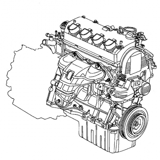 Двигатель контрактный Honda 1,7L D17A VTEC, отверстия под подвесной, 2WD=4WD