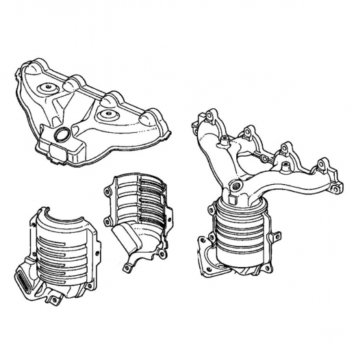 Коллектор выпускной Honda Civic/ Ferio '95-'00/ Integra SJ '96-'01/ Partner '96-'06 (D13B, D15B) (в сборе с катализатором, 2 датчика) Контрактный