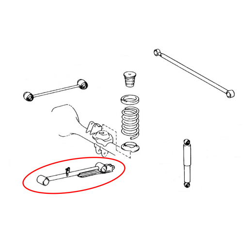 Рычаг задний Toyota Lite/ Townace '96-'08 левый нижний продольный 2WD (пружина на мост) контрактный