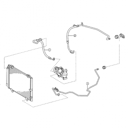 Трубки/ шланги кондиционера (комплект) Toyota Corolla/ Fielder '00-'04/ Runx/ Allex '01-'04 (2NZ-FE, 1NZ-FE) Контрактный 