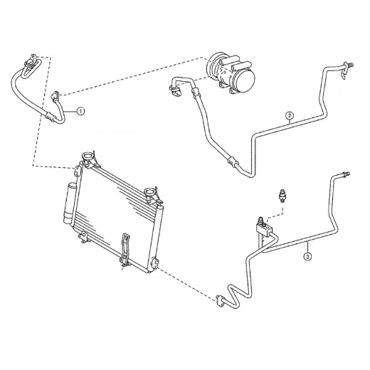 Трубки/ шланги кондиционера (комплект) Toyota Vitz '99-'05/ bB '00-'05/ Funcargo '99-'05/ Platz '99-'05/ Echo '99-'05/ Will Cypha '02-'05/ Will Vi '00-'01 (2NZ-FE, 1NZ-FE) Контрактный