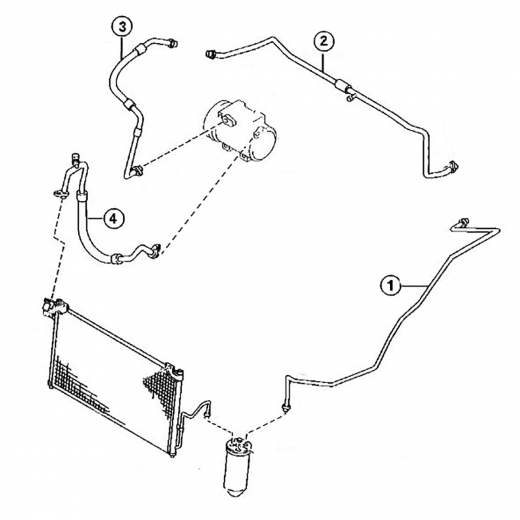 Трубки/ шланги кондиционера (комплект) Mazda Premacy '99-'05/ Ford Ixion '99-'03 (FS-ZE, FP-DE) Контрактный
