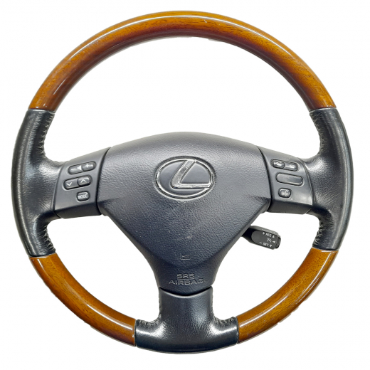 Руль Lexus RX '03-'08 Airbag (3 луча, под дерево, кожа, кнопки аудио) Контрактный