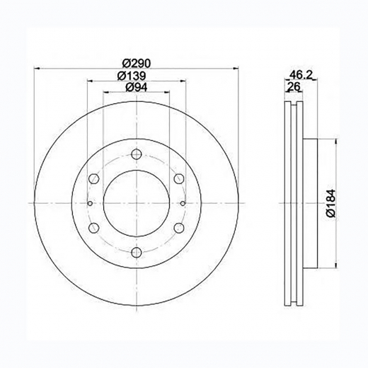 Диск тормозной передний Mitsubishi Pajero '99-'07 (290 *26 *6x139) Panda