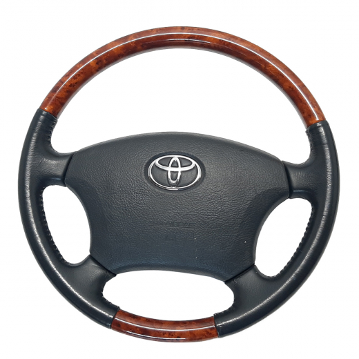 Руль Toyota Noah '04-'07/ Voxy '04-'07 Airbag (4 луча, кожа, под дерево) Контрактный 08.2004 - 05.2007