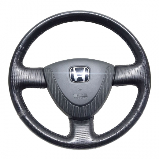 Руль Honda Jazz '02-'09/ Fit '01-'07 Airbag с пиропатроном (3 луча, кожа) Контрактный