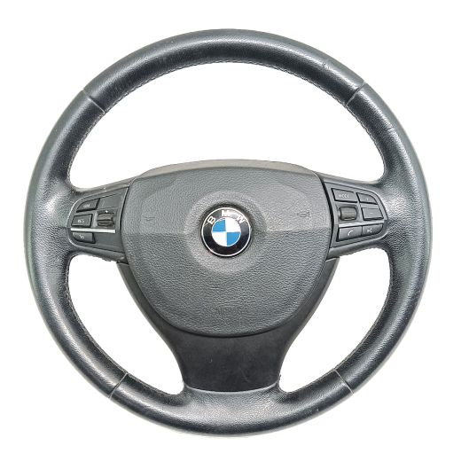 Руль BMW 5 Series '09-'17/ 7 Series '08-'15 Airbag (3 луча, кожа, кнопки) Контрактный