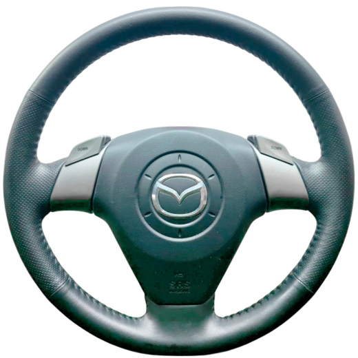 Руль Mazda 3/ Axela '03-'09 Airbag (3 луча, кожа, кнопки) Контрактный