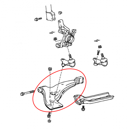 Рычаг передний Toyota Starlet '97-'99 левый нижний контрактный