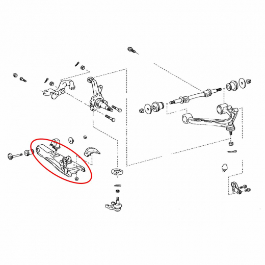 Рычаг передний Toyota Hiace Regius '97-'02/ Granvia/ Grand Hiace '95-'02 левый нижний 2WD контрактный