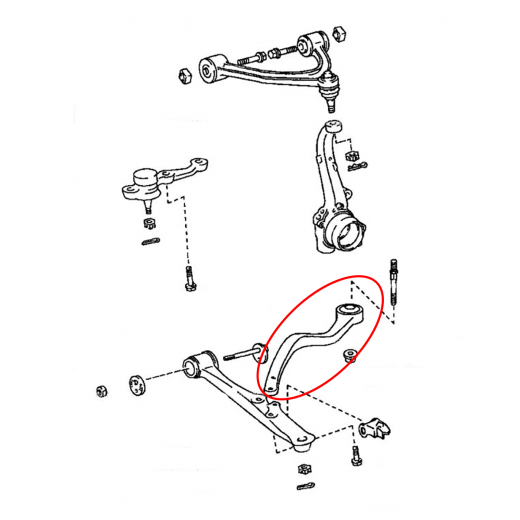 Рычаг передний Lexus GS/ Toyota Aristo '97-'05 правый нижний кривой 2WD контрактный