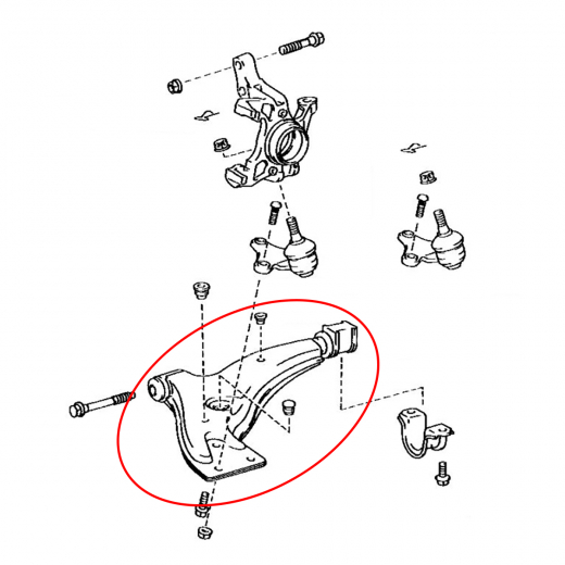 Рычаг передний Toyota Tercel/ Corsa/ Corolla II '90-'94/ Cynos '91-'95/ Starlet '89-'96 правый нижний контрактный