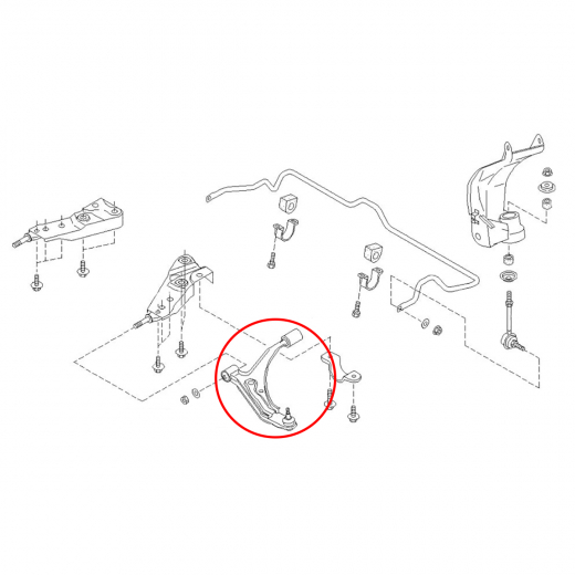 Рычаг передний Nissan Primera '90-'01/ Bluebird '96-'01 левый нижний 4WD Контрактный