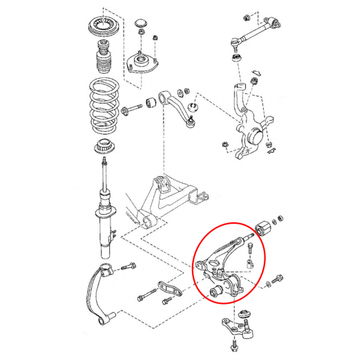 Рычаг передний Mazda Eunos 800 '93-'97/ Millenia '97-'03 правый нижний 2WD контрактный