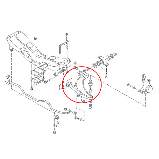 Рычаг передний Subaru Impreza WRX/ STi '92-'00/ Legacy/ B4 Turbo '97-'03 левый нижний алюминиевый 4WD контрактный