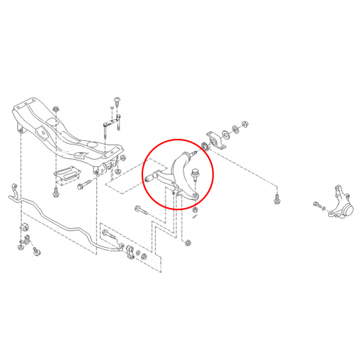 Рычаг передний Subaru Impreza '00-'07 левый нижний железный контрактный