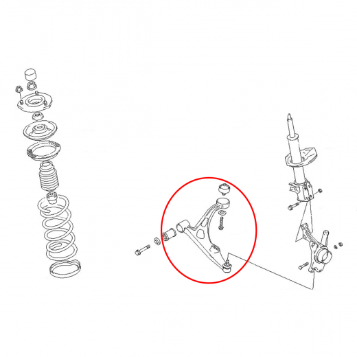 Рычаг передний Suzuki Aerio '01-'03 левый нижний чугун контрактный