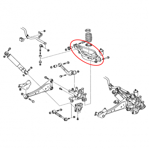 Рычаг задний Toyota Vanguard '07-'13/ Harrier '13-'20/ Rav4 '05-'19/ Lexus Nx '14-'24 правый нижний под пружину контрактный