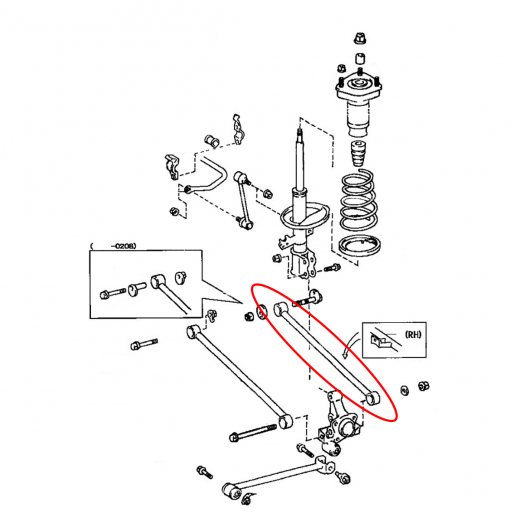 Рычаг задний Lexus RX/ Toyota Harrier '97-'03 нижний поперечный регулируемый 2WD контрактный