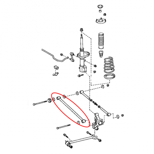 Рычаг задний Toyota Levin/ Trueno '91-'00/ Marino/ Ceres '92-'98/ Carib '95-'02/ Corolla/ Sprinter '91-'02/ Spacio '97-'01 нижний поперечный 2WD контрактный