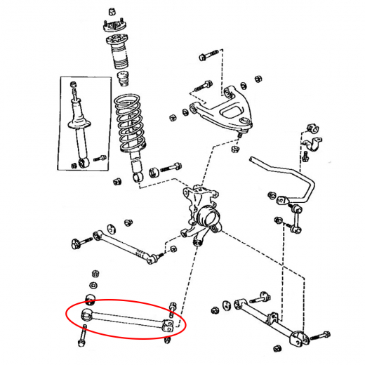 Рычаг задний Toyota Mark II/ Chaser/ Cresta '92-'01/ Crown '95-'01 нижний продольный контрактный