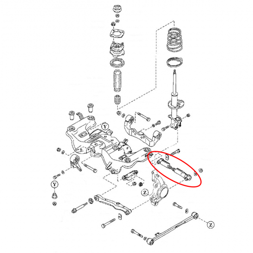 Рычаг задний Mazda Familia/ Ford Laser Lidea '98-'04/ Capella '97-'02/ Premacy/ Ford Ixion '99-'05 нижний поперечный регулируемый 4WD контрактный