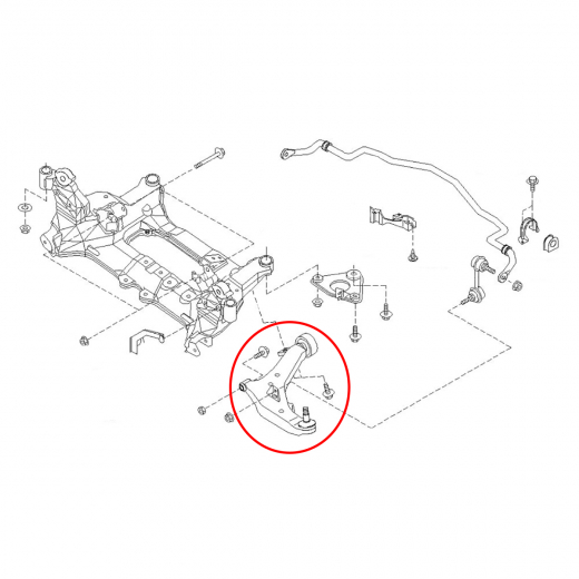 Рычаг передний Nissan Primera '01-'06 левый нижний 4WD контрактный