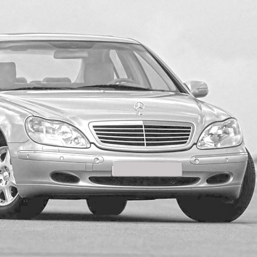 Молдинг бампера Mercedes-Benz S W220 '98-'02 передний левый с отверстиями под парктроники API (Тайвань) 