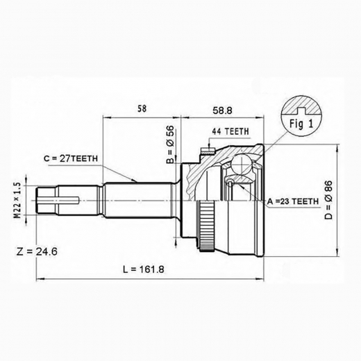 Шрус наружный переднего привода Nissan Bluebird, Primera, Tino ABS CCL NI-1-060A