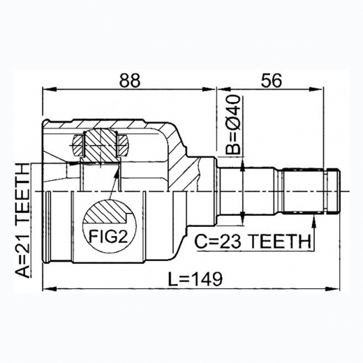 Шрус внутренний переднего левого привода Ford Focus Febest 2111-FOCLH