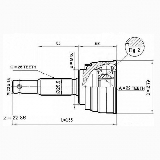 Шрус наружный переднего привода Mitsubishi Libero Febest 0410-001