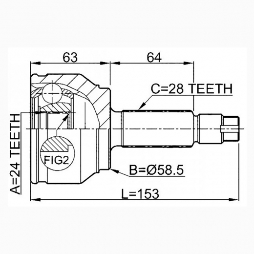 Шрус наружный переднего привода Mazda 3, Axela Febest 0510-MZ5