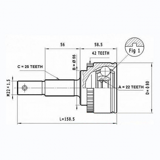 Шрус наружный переднего привода Nissan Almera ABS Febest 0210-N16A42