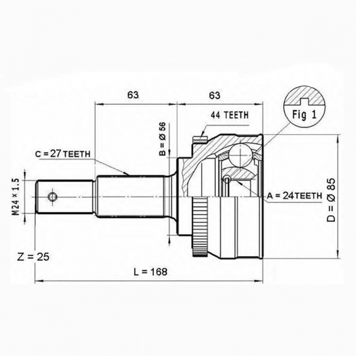 Шрус наружный переднего привода Nissan Primera ABS Febest 0210-078A44