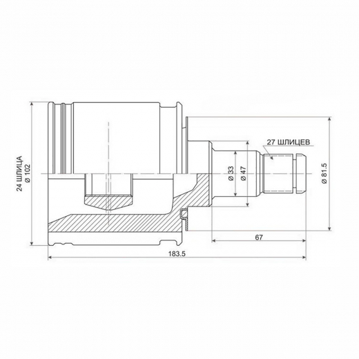 Шрус внутренний переднего привода Toyota Hilux Surf, Land Cruiser Prado, 4Runner Febest 0111-KDJ95