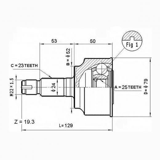 Шрус наружный переднего привода Honda Fit Lynx CO-3413