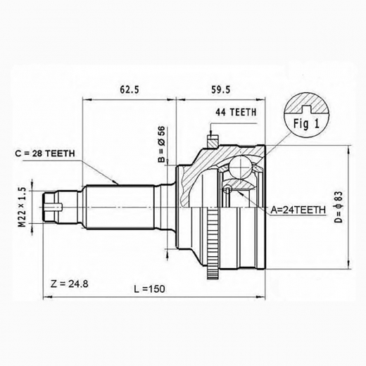 Шрус наружный переднего привода Mazda Tribute, Ford Escape ABS Panda MAZ-41A44