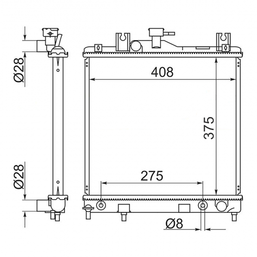 Радиатор охлаждения Mitsubishi Pajero Mini '94-'98 (4A30, 4A30-T) MT контрактный в сборе