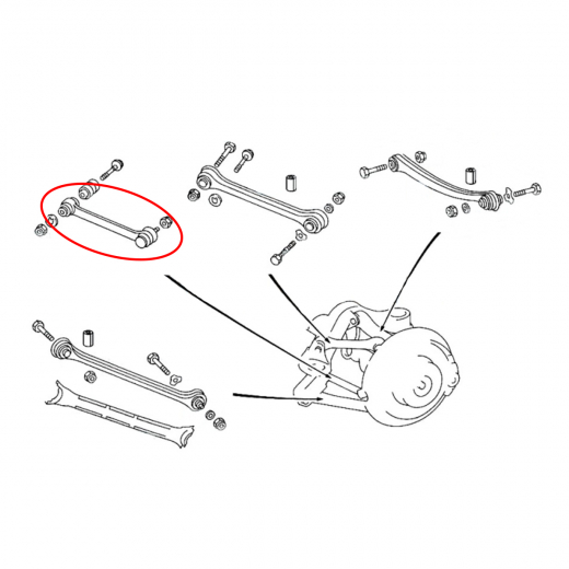 Рычаг задний Mercedes-Benz E '95-'03/ C '93-'01/ CLK '97-'02 нижний регулируемый, с шаровой контрактный