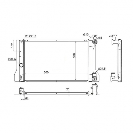Радиатор охлаждения Toyota Allion '07-'21/ Premio '07-'25/ Wish '09-'17 (1NZ-FE, 2ZR-FE, 2ZR-FAE, 3ZR-FAE) CVT без охлаждения КПП контрактный в сборе