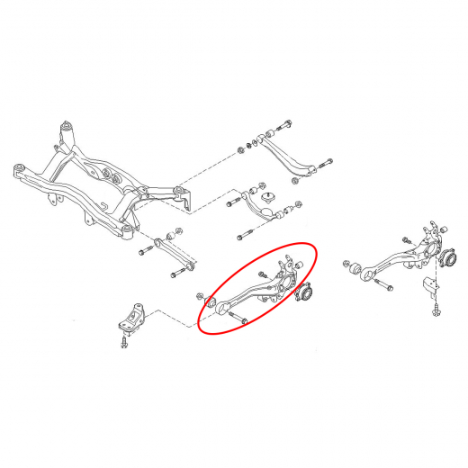 Рычаг задний Subaru Legacy/ B4/ Outback '03-'09 правый нижний продольный алюминиевый 4WD контрактный