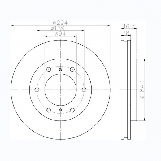 Диск тормозной передний Mitsubishi Pajero Sport '08-'16/ L200 '07-'16 (294 *28 *6x139) Patron