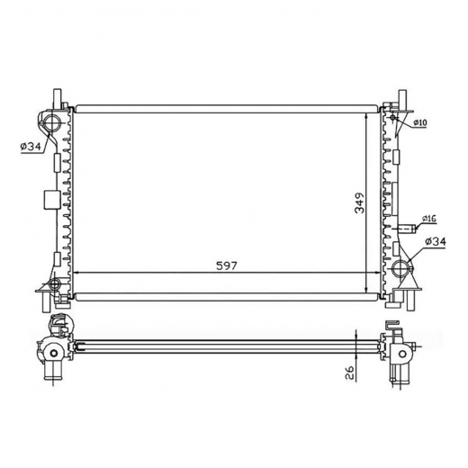 Радиатор охлаждения Ford Focus I '98-'04 (FYD, EYD, C9D, F9D, EDD, ALD, HMD) Panda