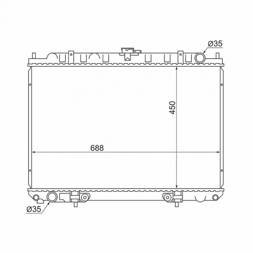 Радиатор охлаждения Nissan Serena '99-'02/ R'nessa '97-'01 / Presage / Liberty / Bassara '98-'01 (SR20DE, YD25DDTI, SR20DET, KA24DE) AT контрактный в сборе
