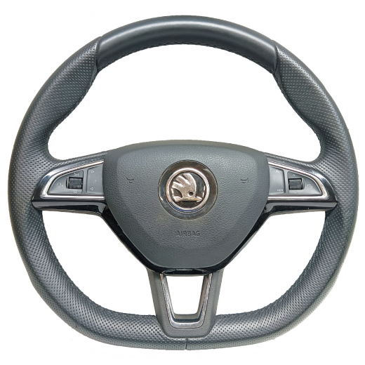Руль Skoda Octavia '13-'20 Airbag (3 луча, кожа, кнопки) Контрактный