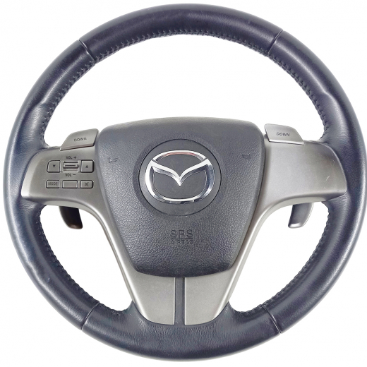 Руль Mazda 6 '07-'12/ Atenza '08-'12 Airbag (3 луча, кожа, кнопки кпп, аудио) Контрактный