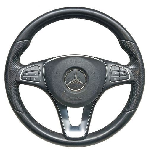 Руль Mercedes-Benz C '14-'18/ E '16-'19/ Glc '15-'18 Airbag (3 луча, кожа, кнопки) контрактный