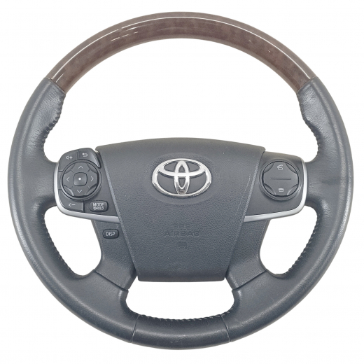Руль Toyota Camry '11-'18 Airbag (4 луча, кожа, под дерево, кнопки) Контрактный