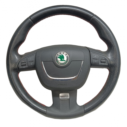 Руль Skoda Octavia '08-'13 Airbag (3 луча, кожа, кнопки) Контрактный